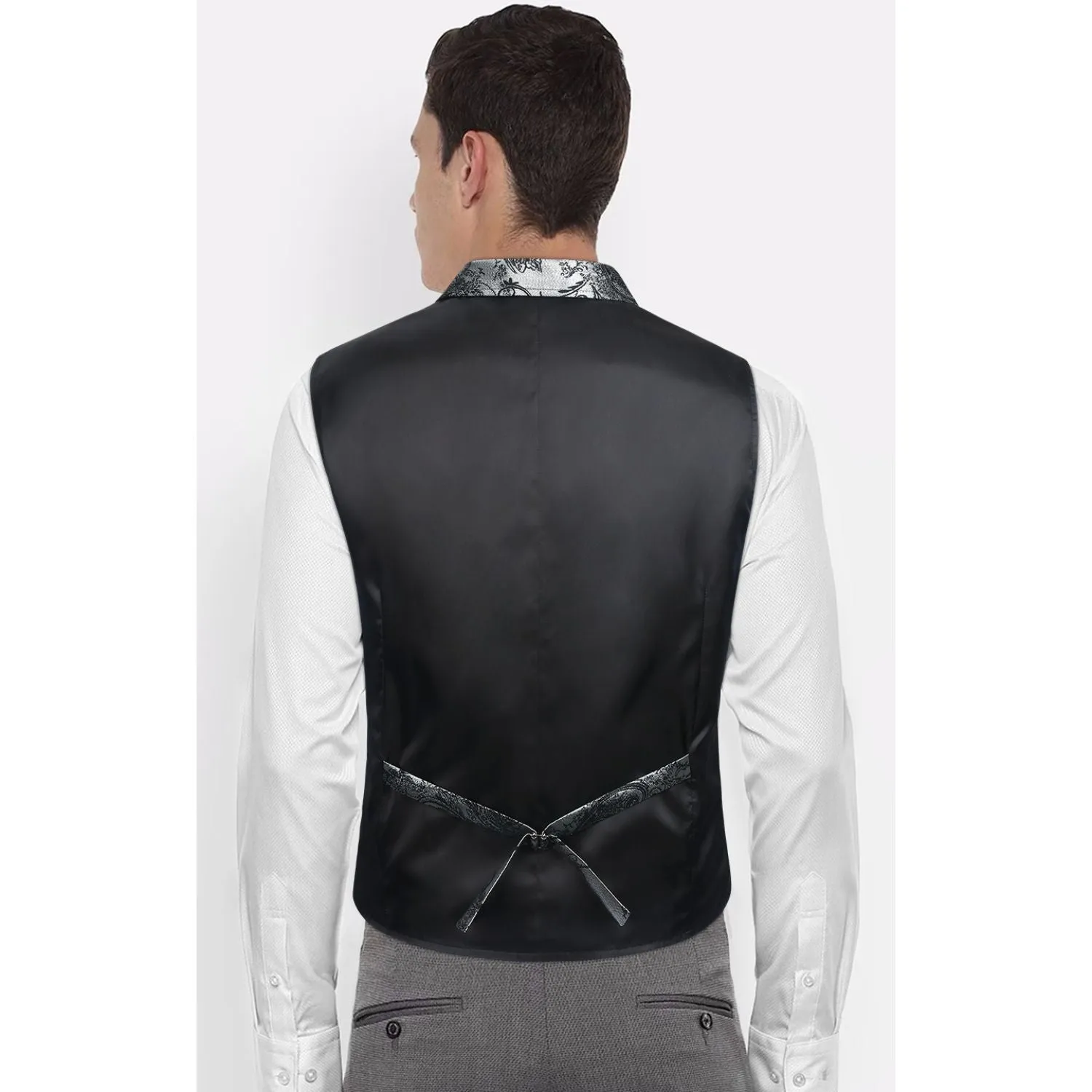 Gothic Lapel Party Vest for Men - SILVER/BLACK-6