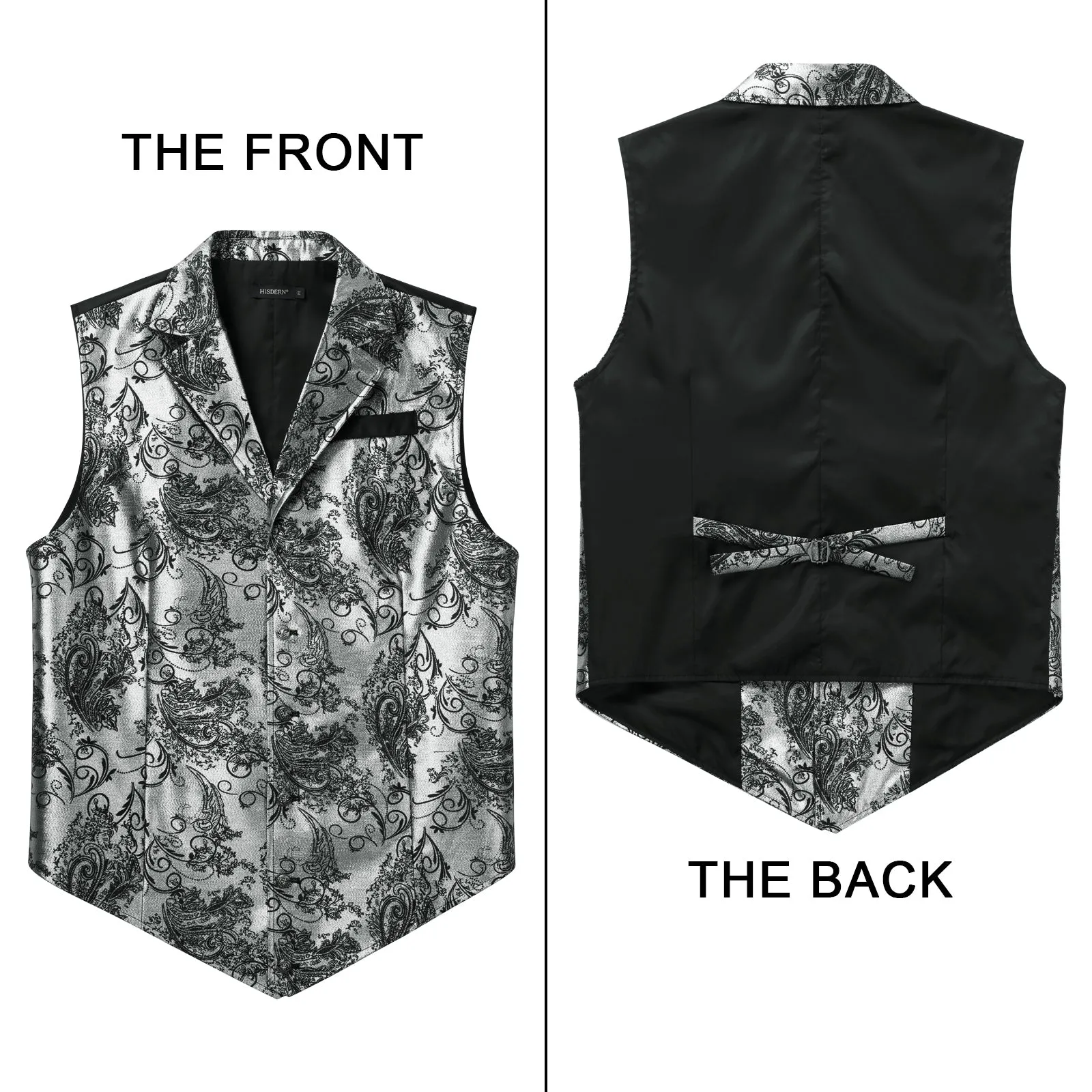 Gothic Lapel Party Vest for Men - SILVER/BLACK-6