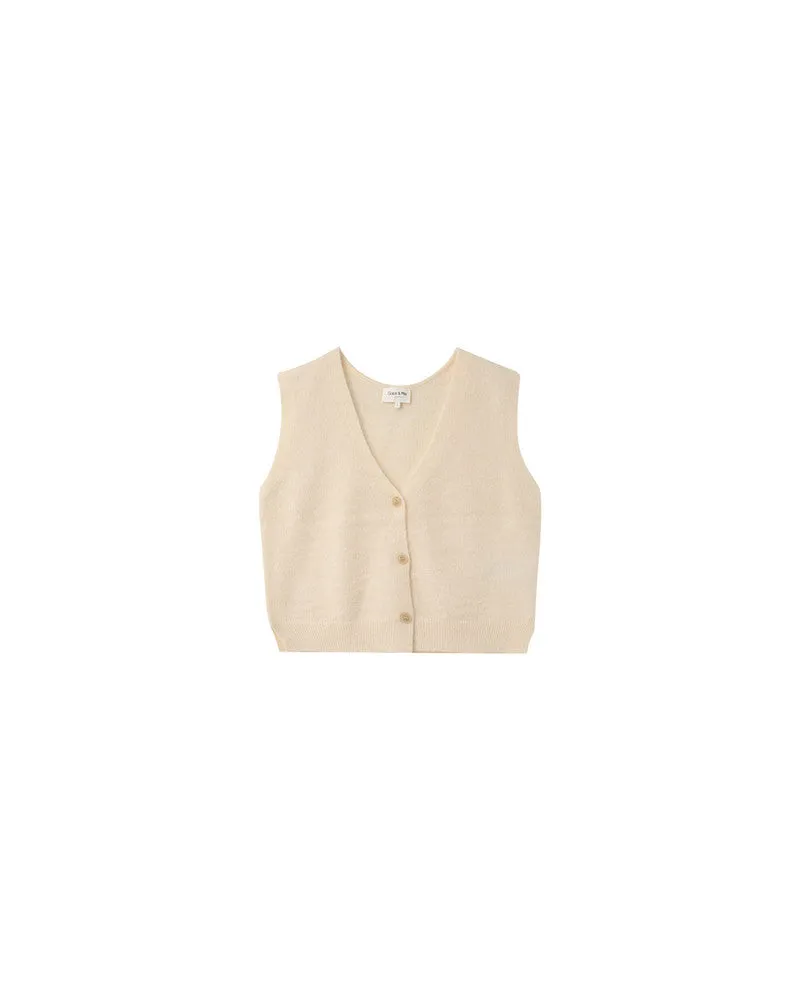 Grace & Mila Nars Knitted Sleeveless Vest in Ecru