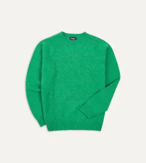 Green Brushed Shetland Crew Neck Jumper