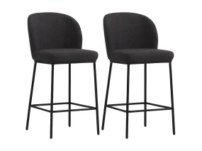 Grey Luxury Boucle Bar Stools, Set of 2