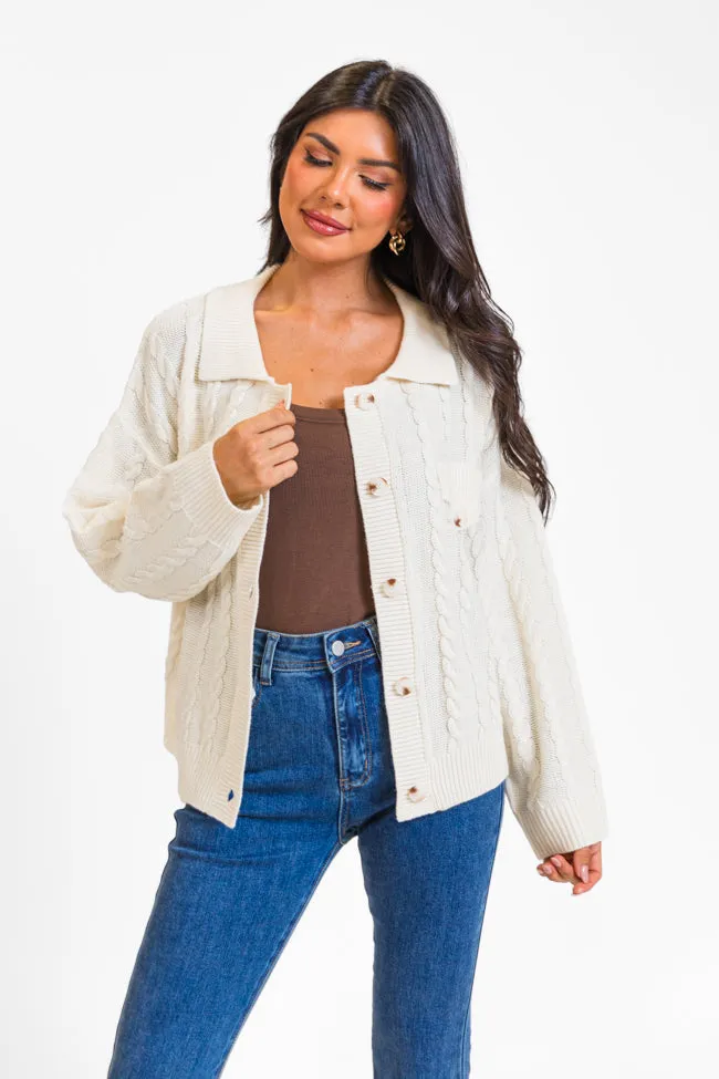 Having A Meltdown Beige Cable Knit Shacket SALE