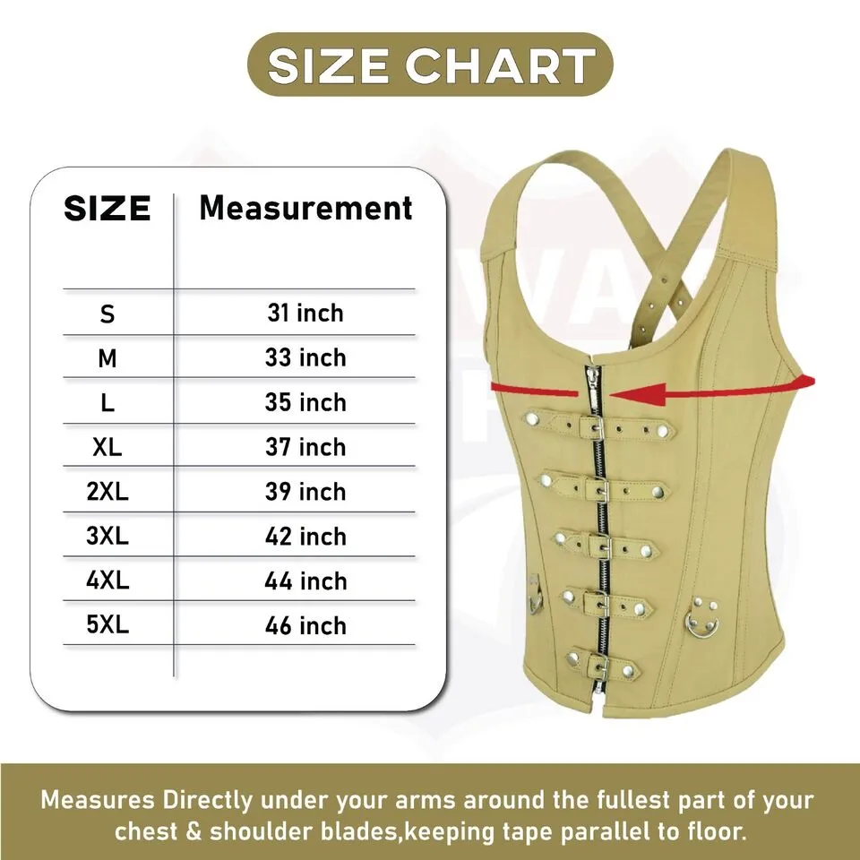 HL14077TAN TAN Corset Real Leather Steel Boned Strap Lacing Bustier