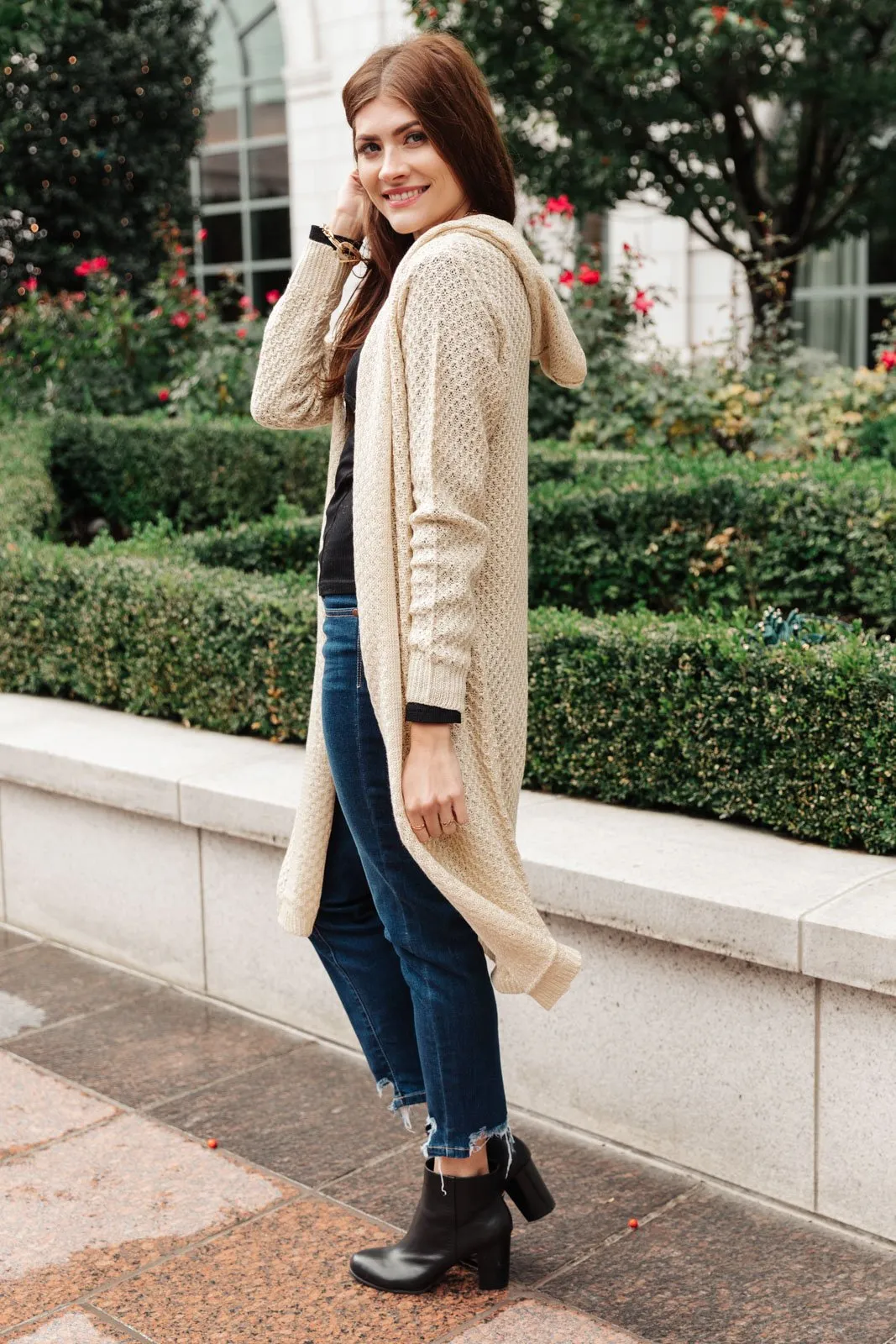 Hooded Cardigan in Ivory