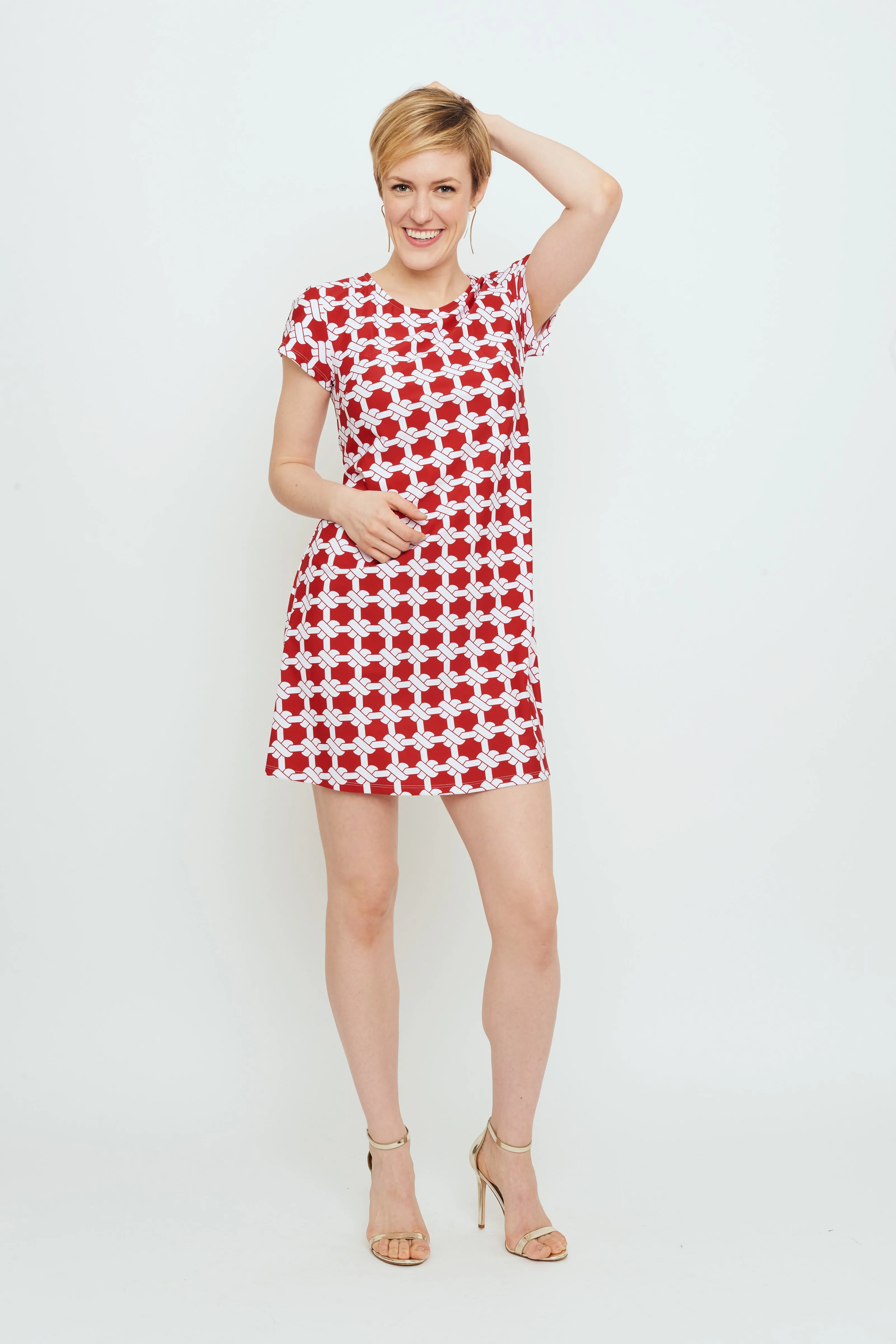 Ibiza T Shirt Dress in Red Nautical Knots