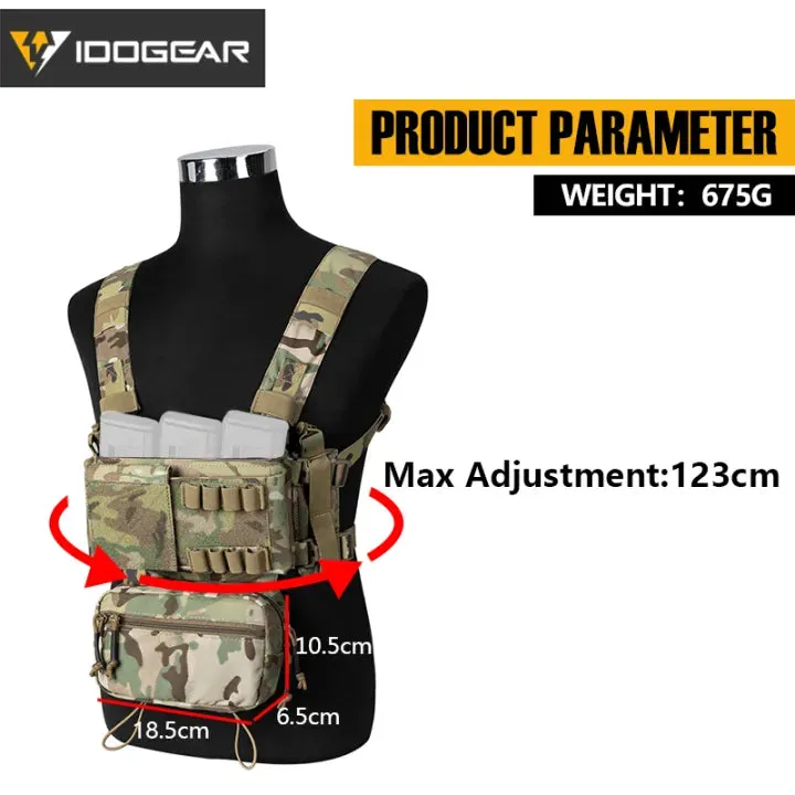 IDOGEAR MK3 Tactical Chest Rig Modular Lightweight Hunting Vest Full Set 5.56 Mag Pouch