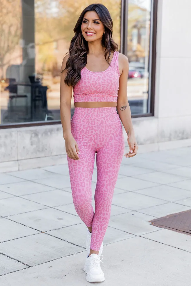 In Alignment Ribbed Pink Leopard Print Leggings FINAL SALE