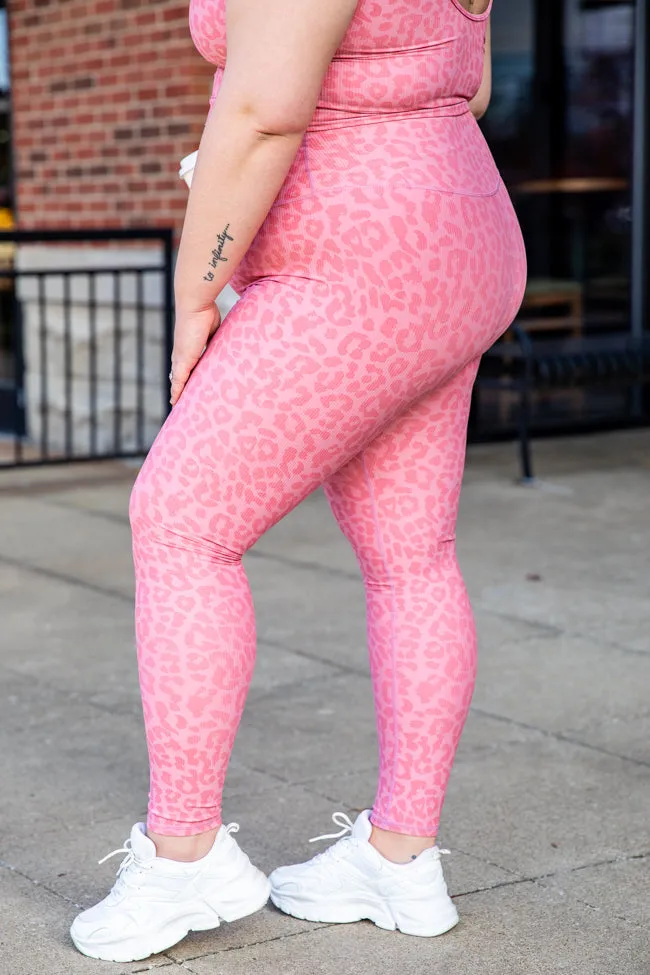 In Alignment Ribbed Pink Leopard Print Leggings FINAL SALE