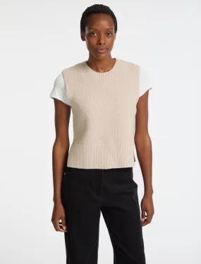 Janie Wool Round Neck Sleeveless Jumper - Oatmeal