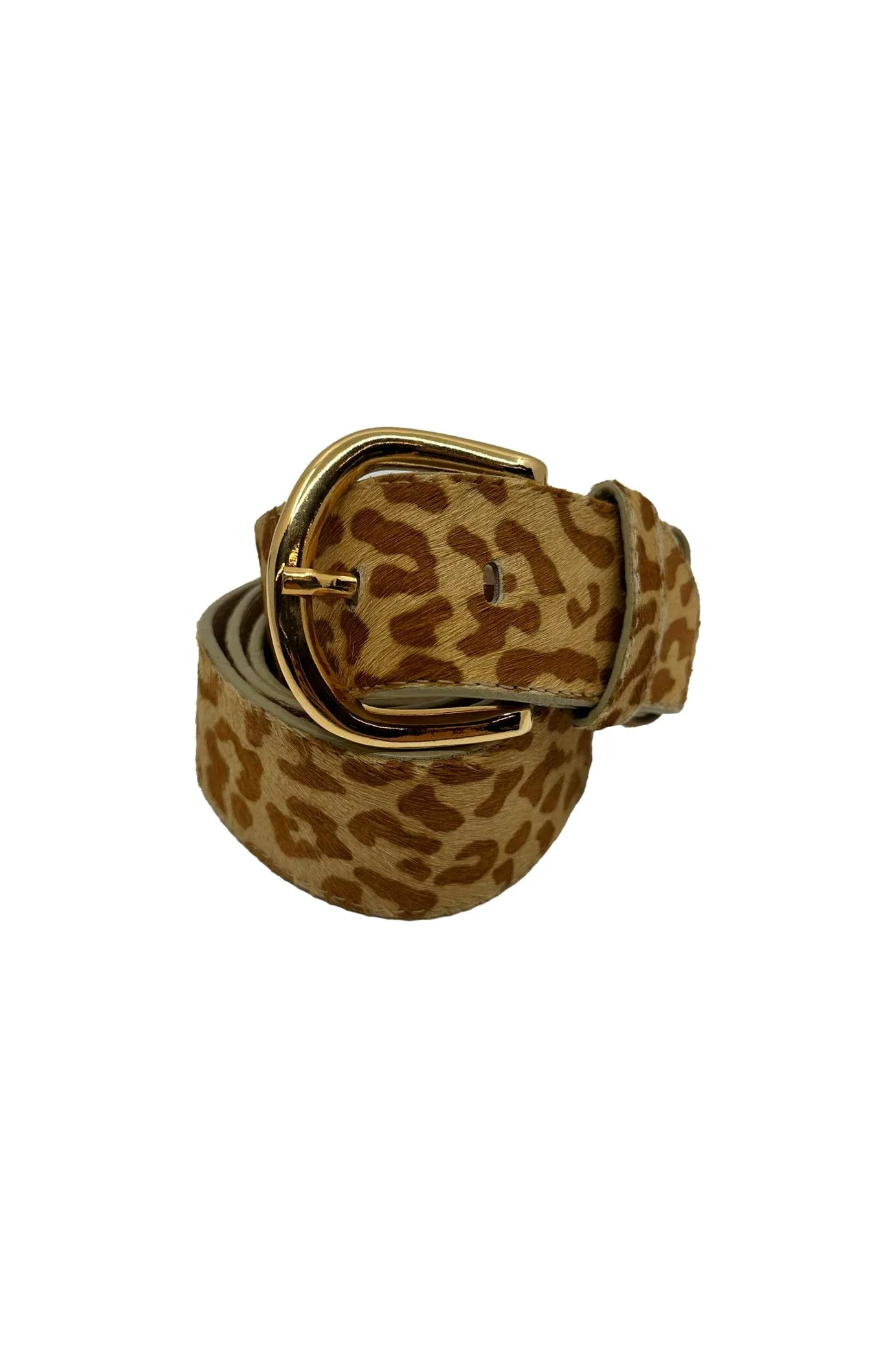 Jeans Belt Cowhide Leather Tan Leopard