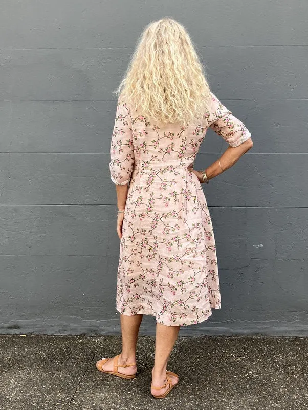 Jiva 50's Dress - Blossom and Bird Print - Ramie