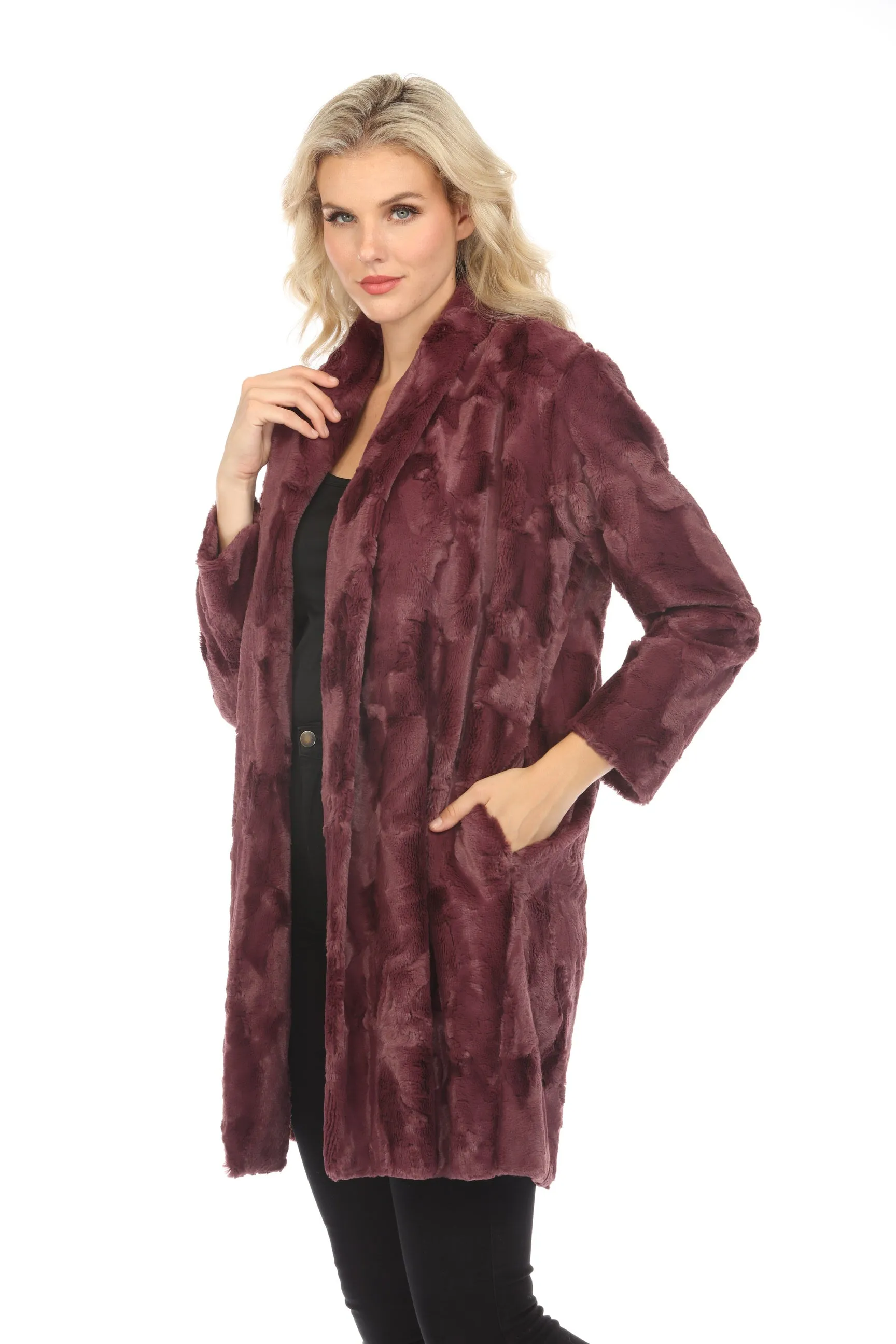 Johnny Was Workshop Rose Faux Fur Coat Boho Chic W30000