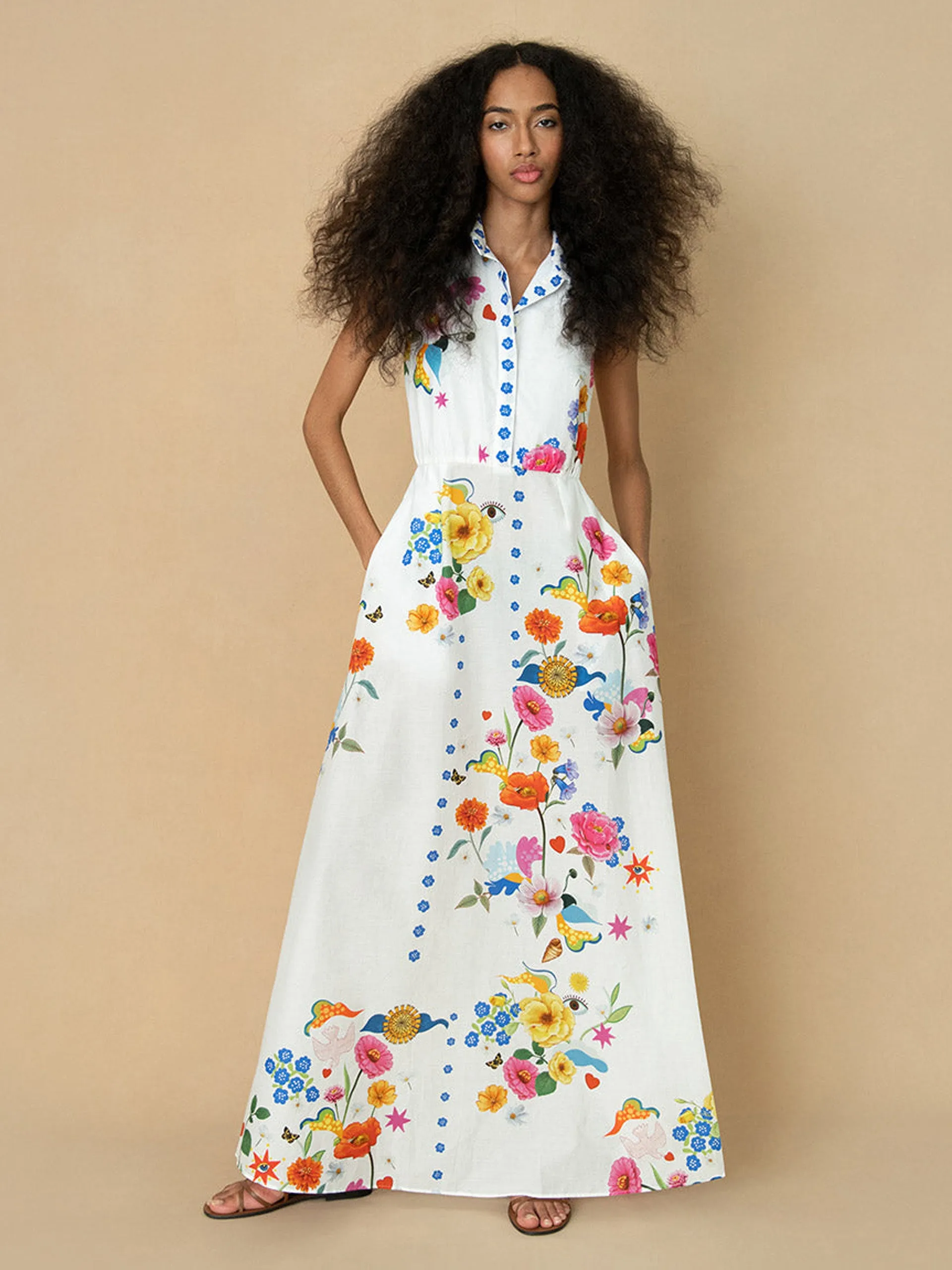 Juayua white cotton Paloma maxi dress