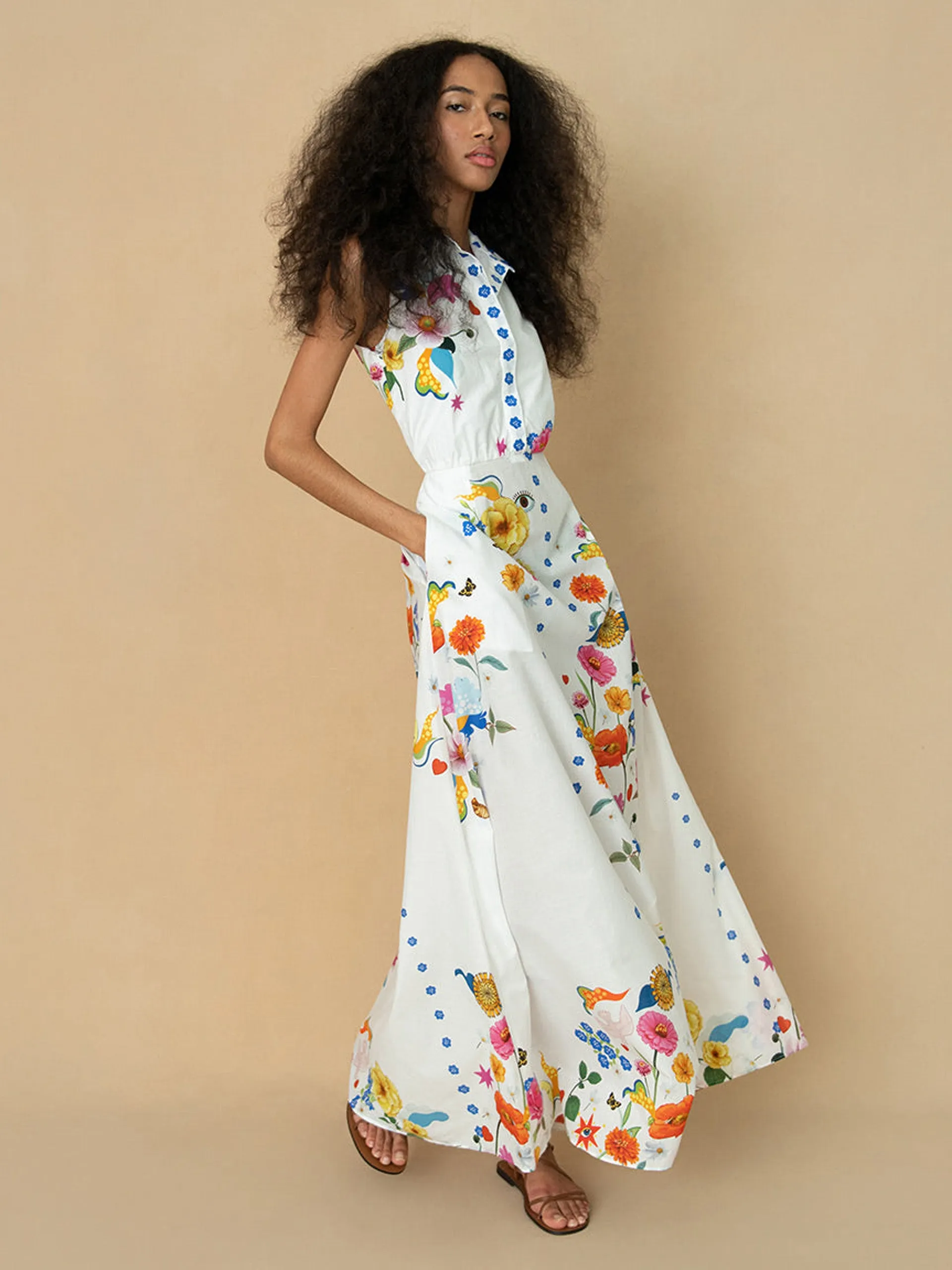 Juayua white cotton Paloma maxi dress