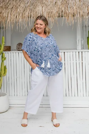 Kaftan Top - Blue Swirl