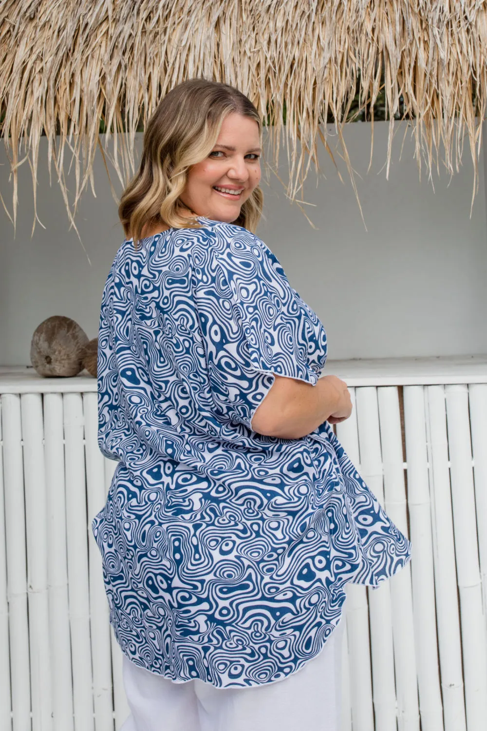 Kaftan Top - Blue Swirl