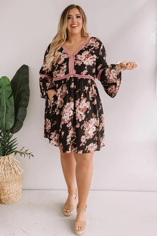 Kisses In Costa Maya Babydoll Dress In Black Curves