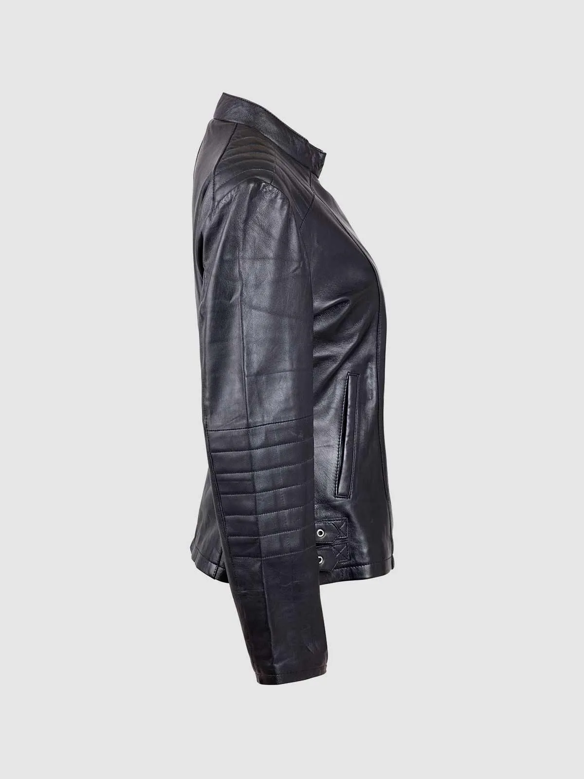 Ladies Sheep Leather Quilted Motorcycle Jacket