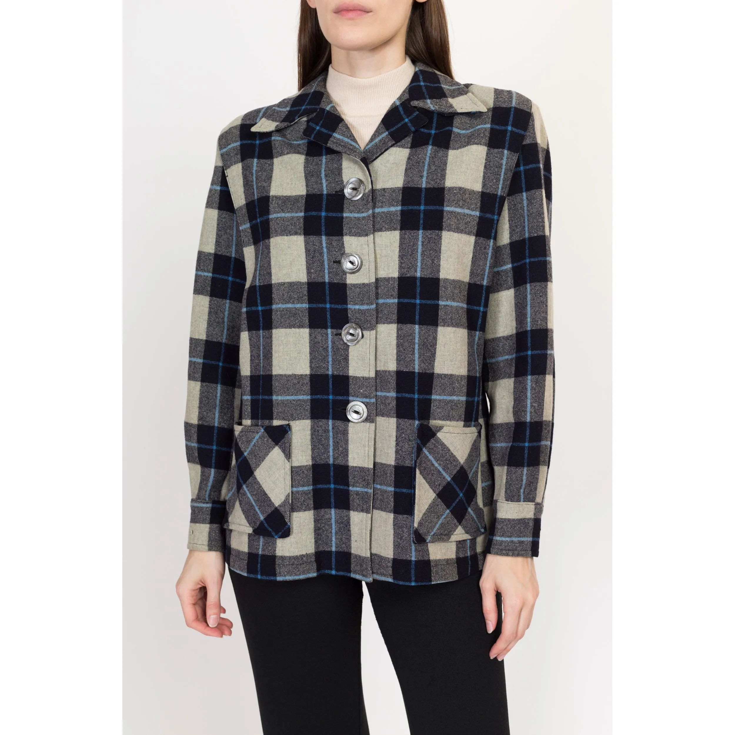 Large 1950s Vagabond By Chippewa 49er Plaid Shirt Jacket