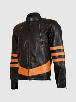 Leather Jacket with Tan Stripes