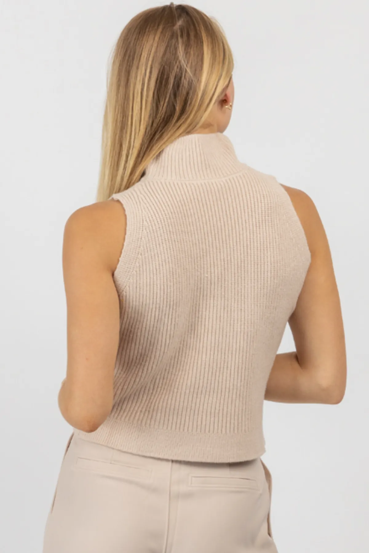 LIGHT TAUPE MOCK NECK KNIT TANK *BACK IN STOCK*