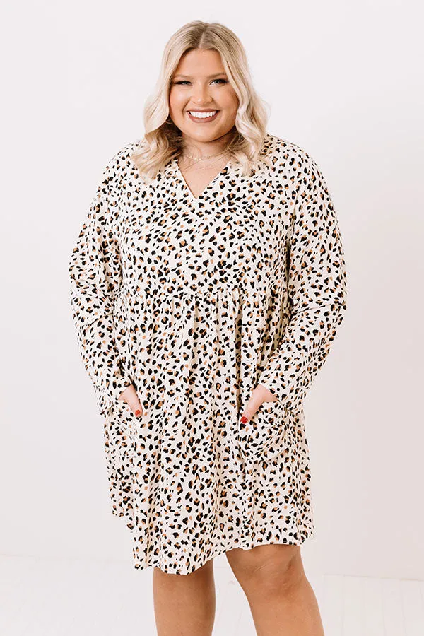 Lovely In Leopard Shift Dress In Cream Curves