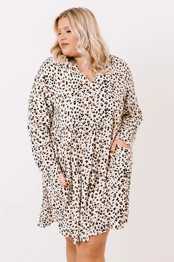 Lovely In Leopard Shift Dress In Cream Curves