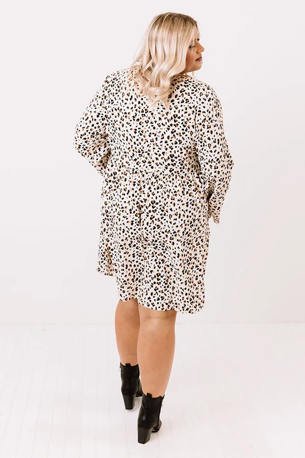 Lovely In Leopard Shift Dress In Cream Curves