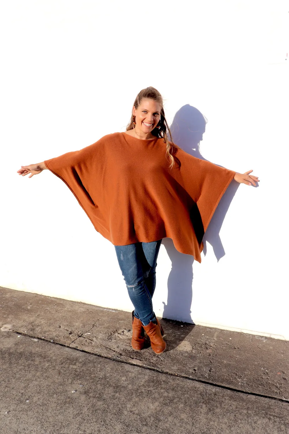 Lux Winter Poncho in Tan