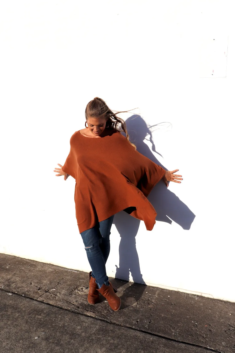 Lux Winter Poncho in Tan