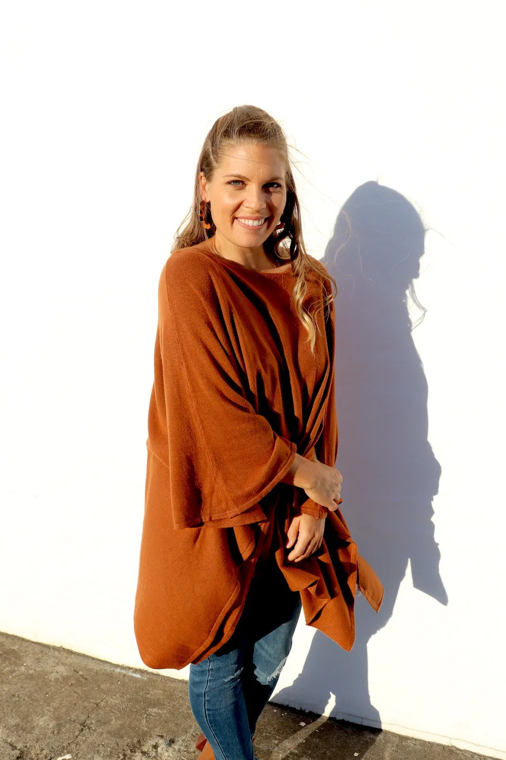 Lux Winter Poncho in Tan