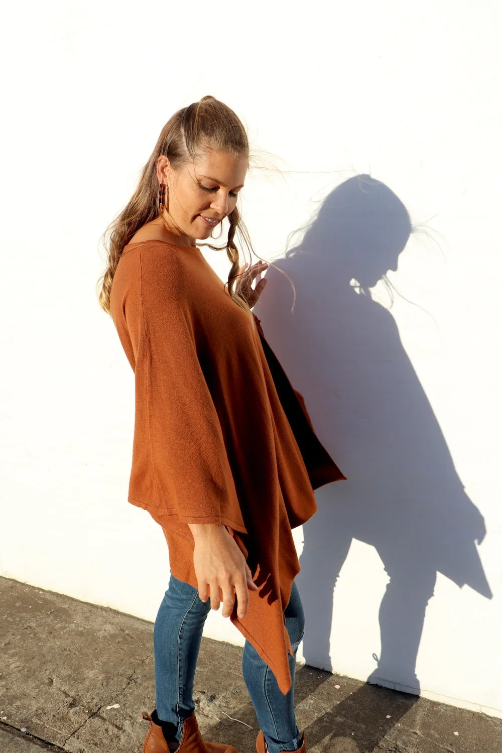 Lux Winter Poncho in Tan