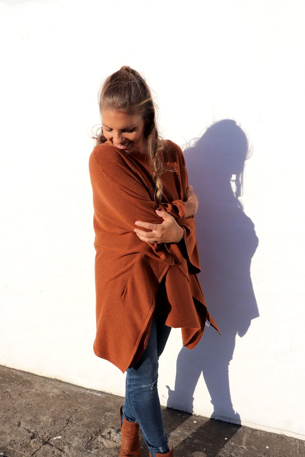 Lux Winter Poncho in Tan