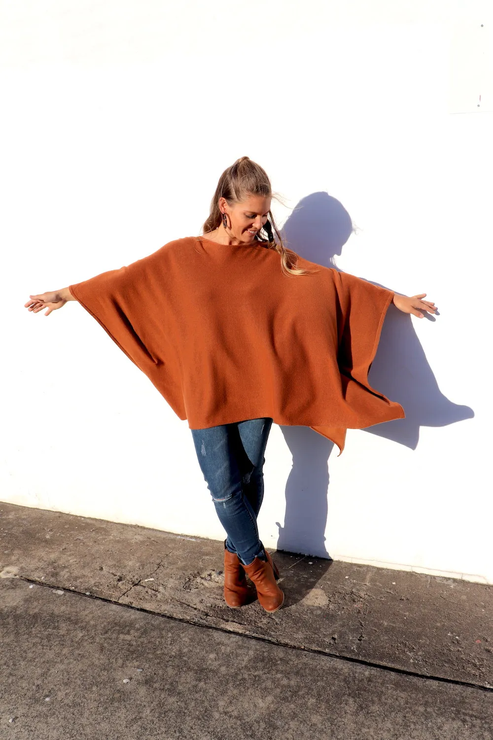 Lux Winter Poncho in Tan