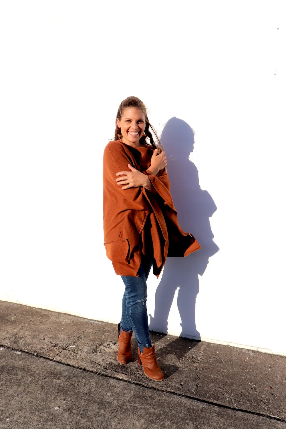 Lux Winter Poncho in Tan