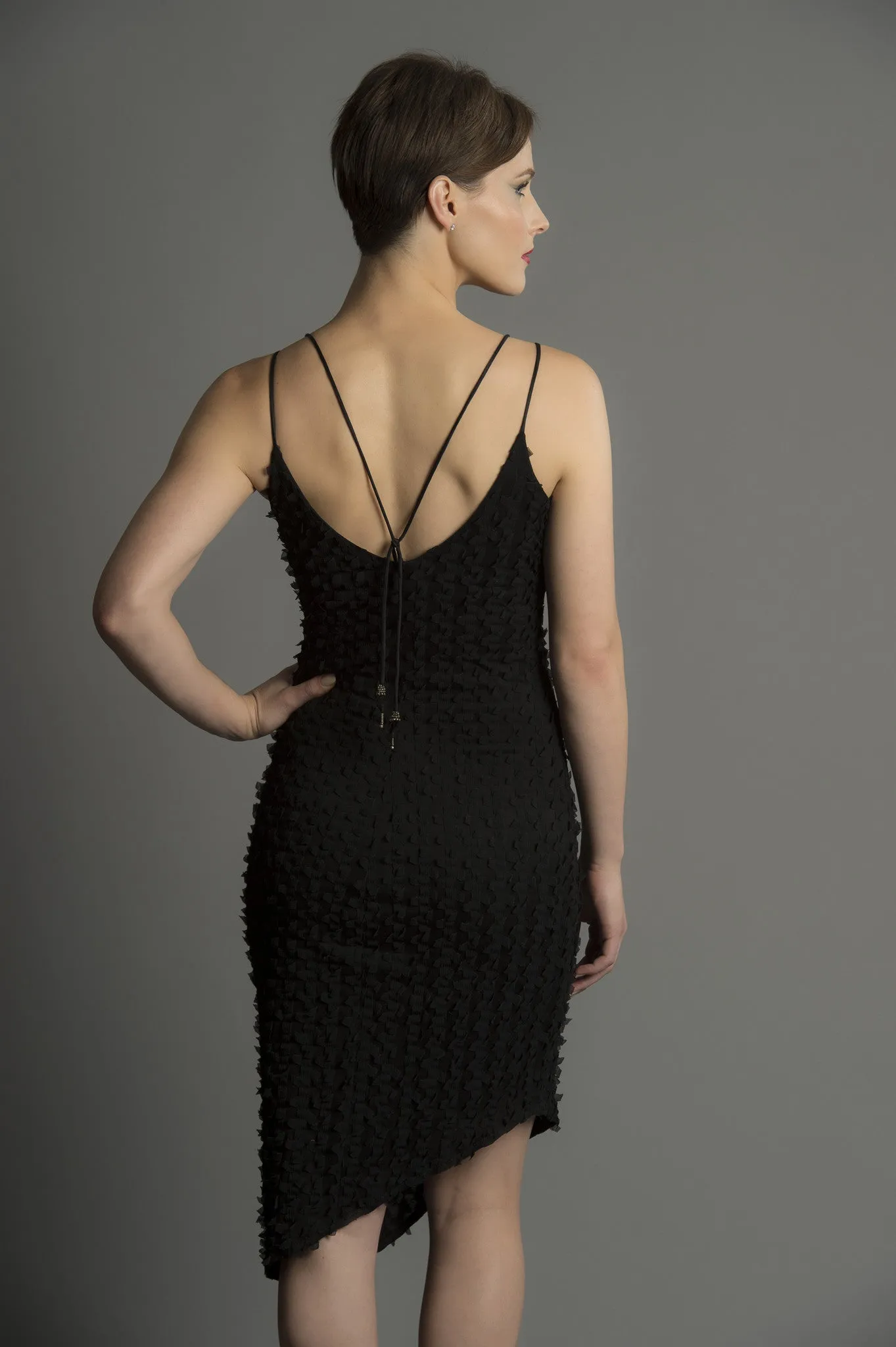 LUXE LAYERS: Tendril Flutter Beaded Strap Dress