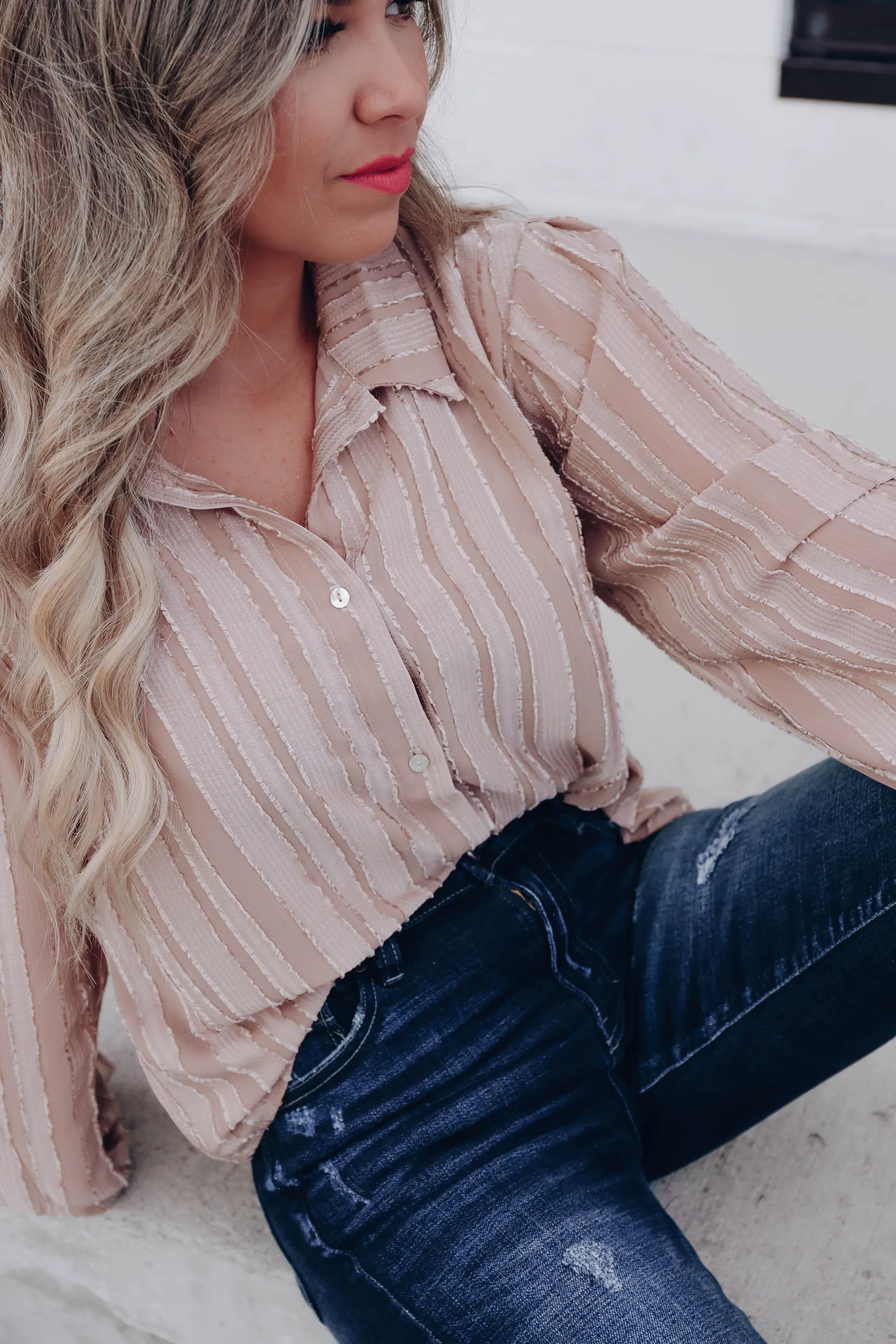 Luxurious Life Striped Blouse - Tan