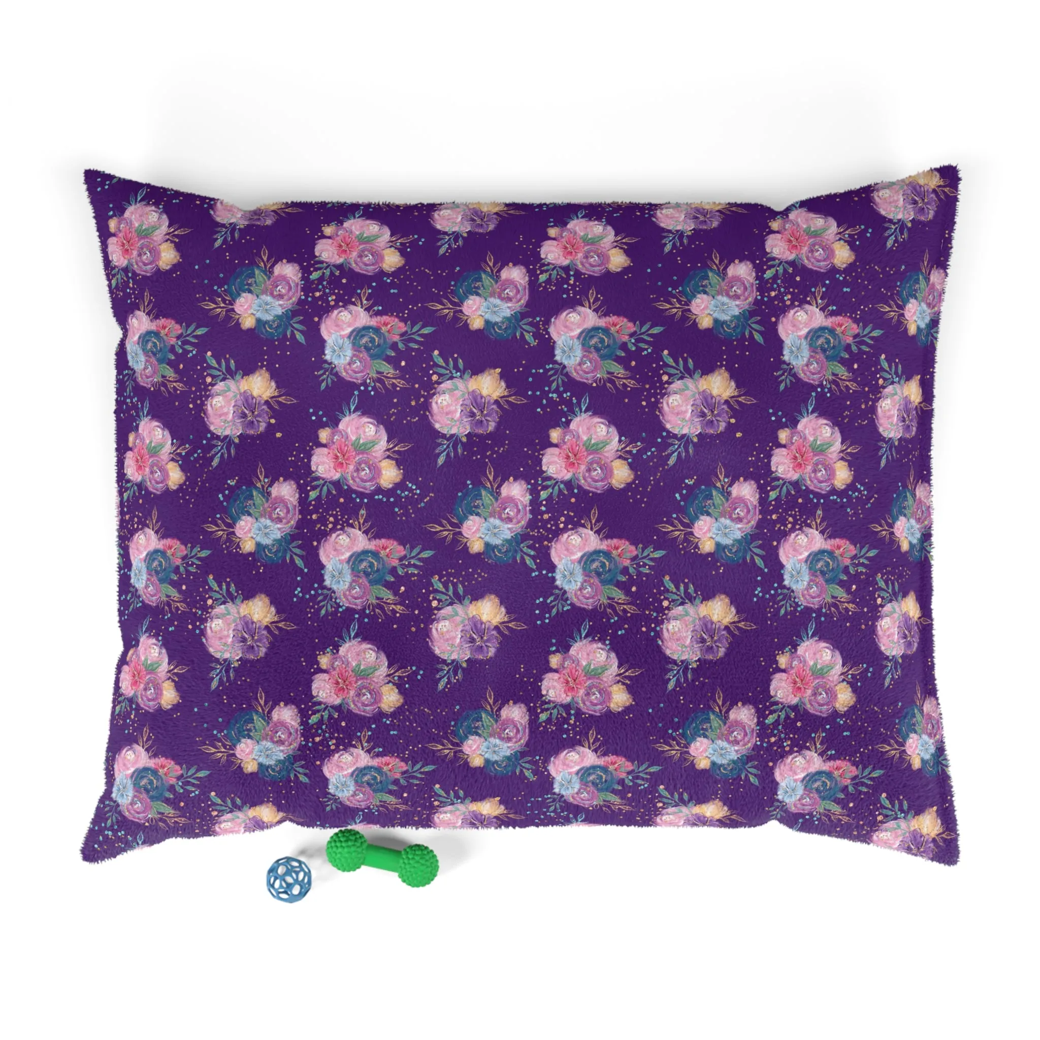 Luxury Pet Bed, feather soft fleece, Purple Floral