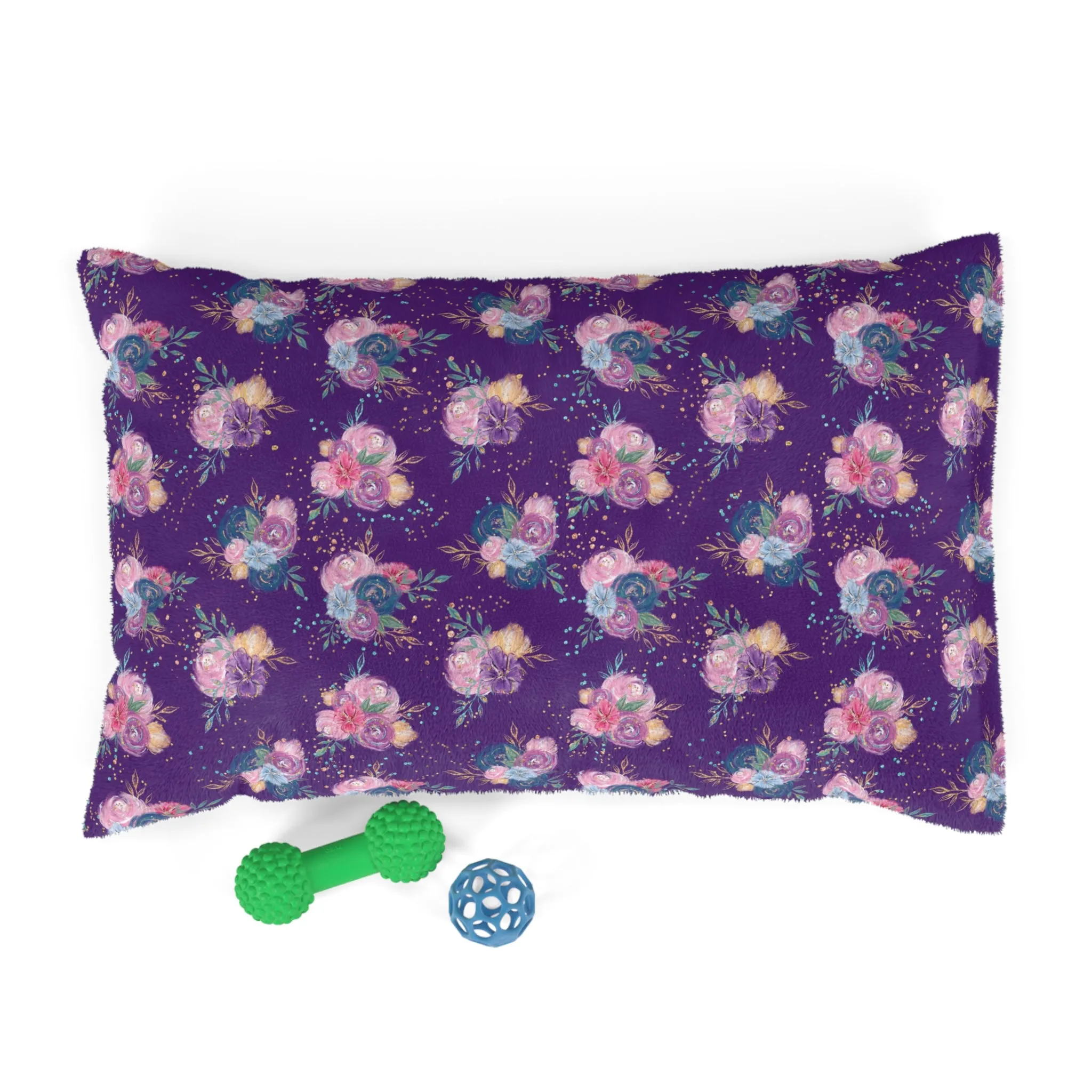 Luxury Pet Bed, feather soft fleece, Purple Floral