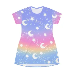 Magical Fairy Time (Rainbow Sunset) All Over Print T-Shirt Mini Dress