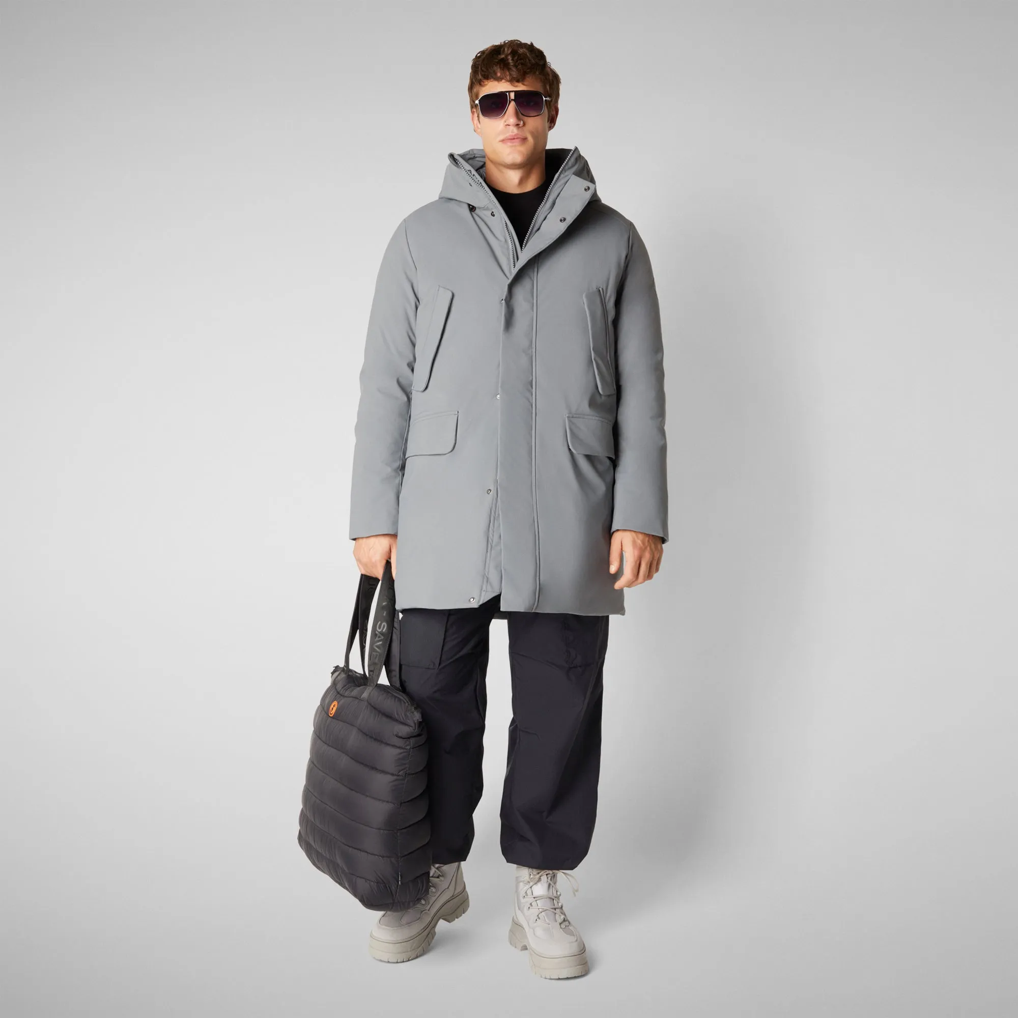 Man's hooded parka Wilson in mid grey