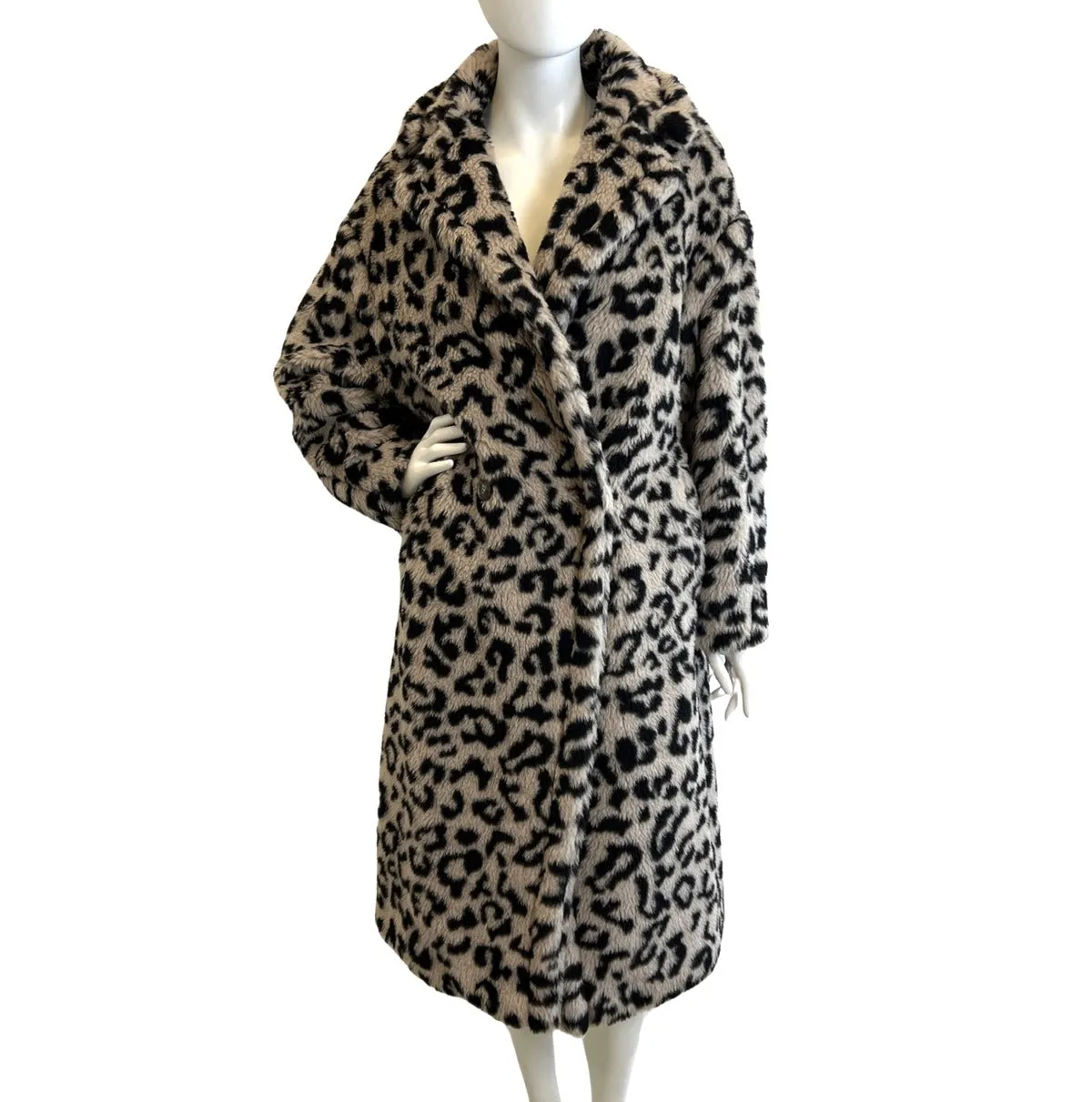 Max Mara Animal Print Faux Fur Coat