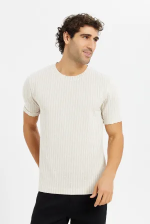 Men Loose Knit Striper T-Shirt