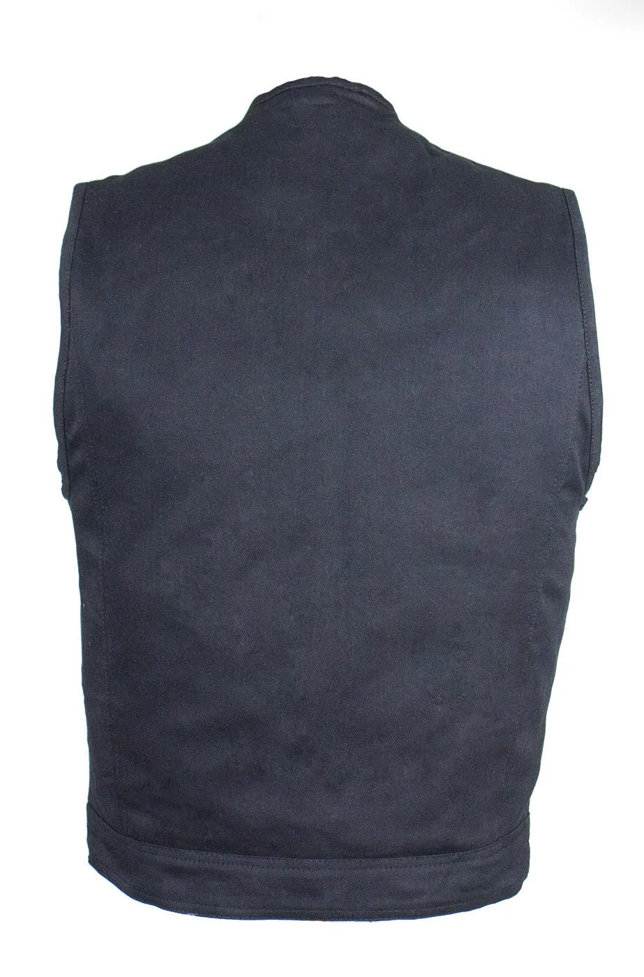 Men's Black Denim Gun Pocket Club Vest, Conceal Carry Gun Pockets