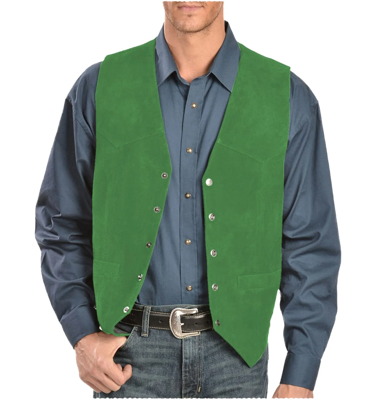 Mens Casual Suede V Lapel Single Breasted Waistcoat