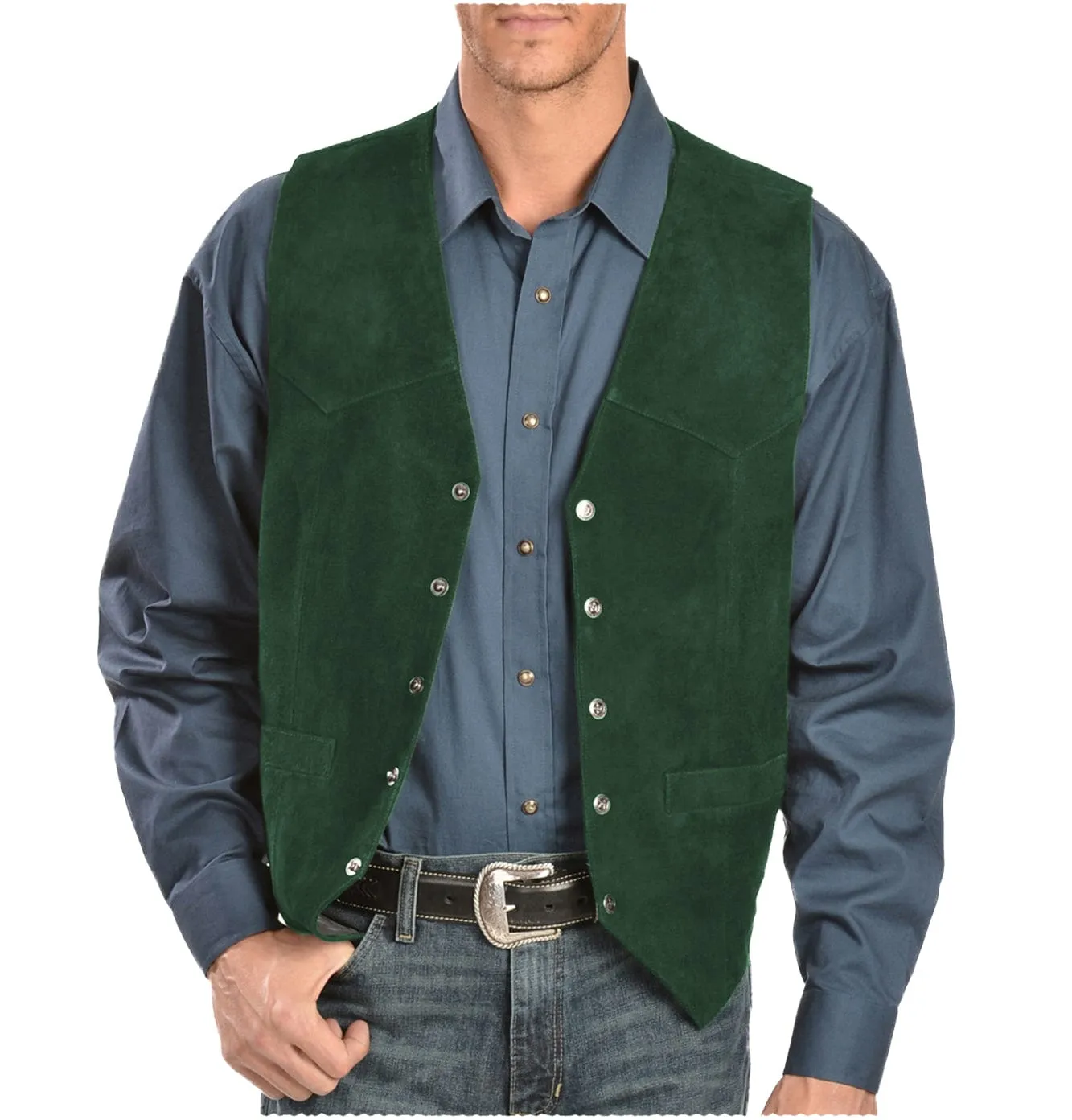 Mens Casual Suede V Lapel Single Breasted Waistcoat