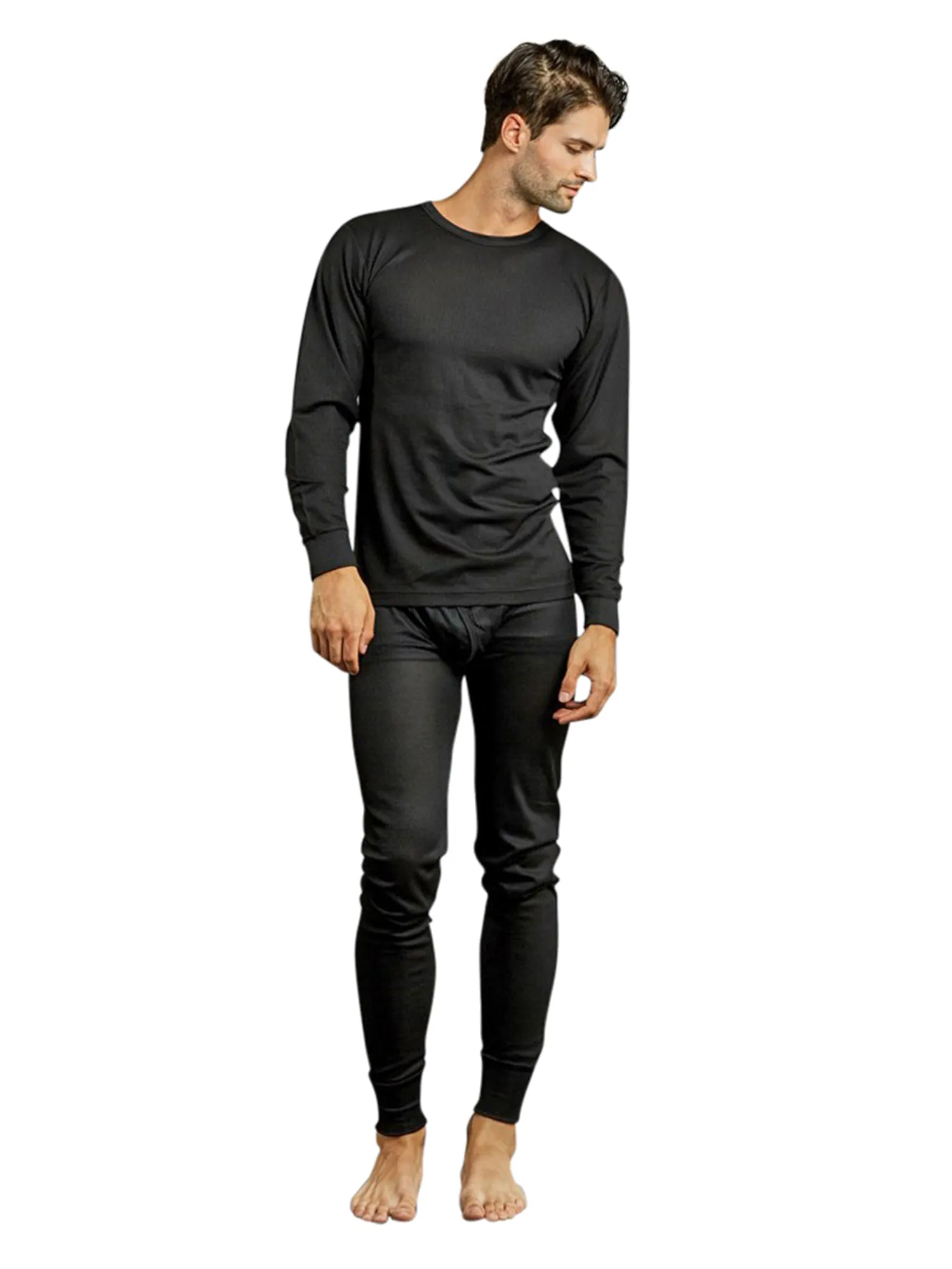 Men's Thermal Crew Neck Top & Bottoms Long Johns Underwear Set