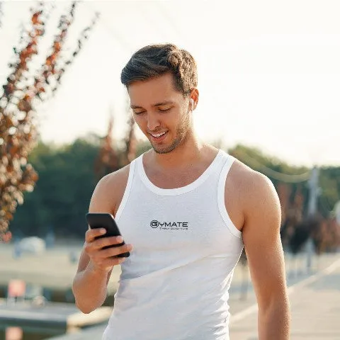 Mens White Gym Vest Tops Designer small logo