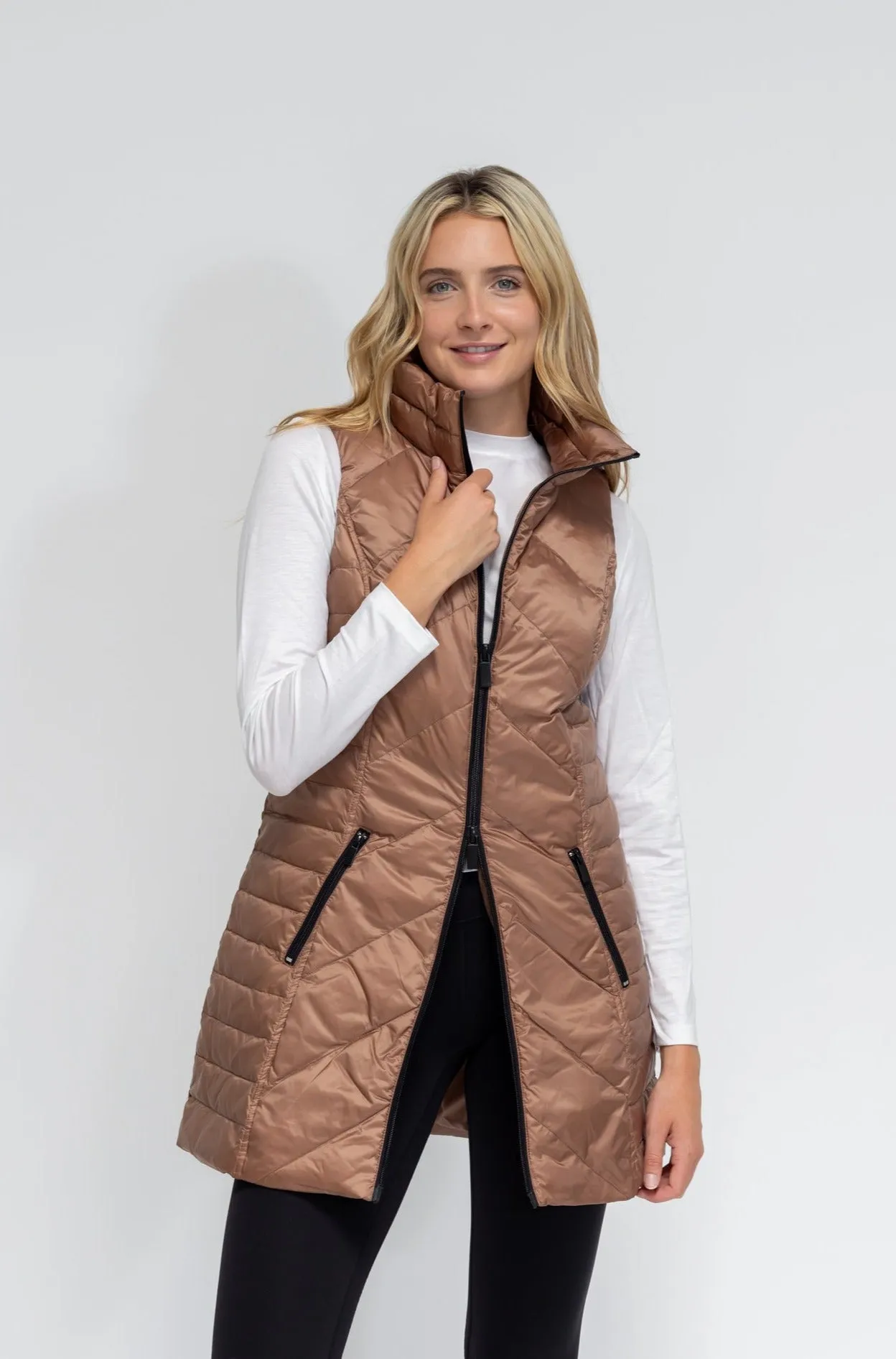 Metallic Chevron Quilted Vest