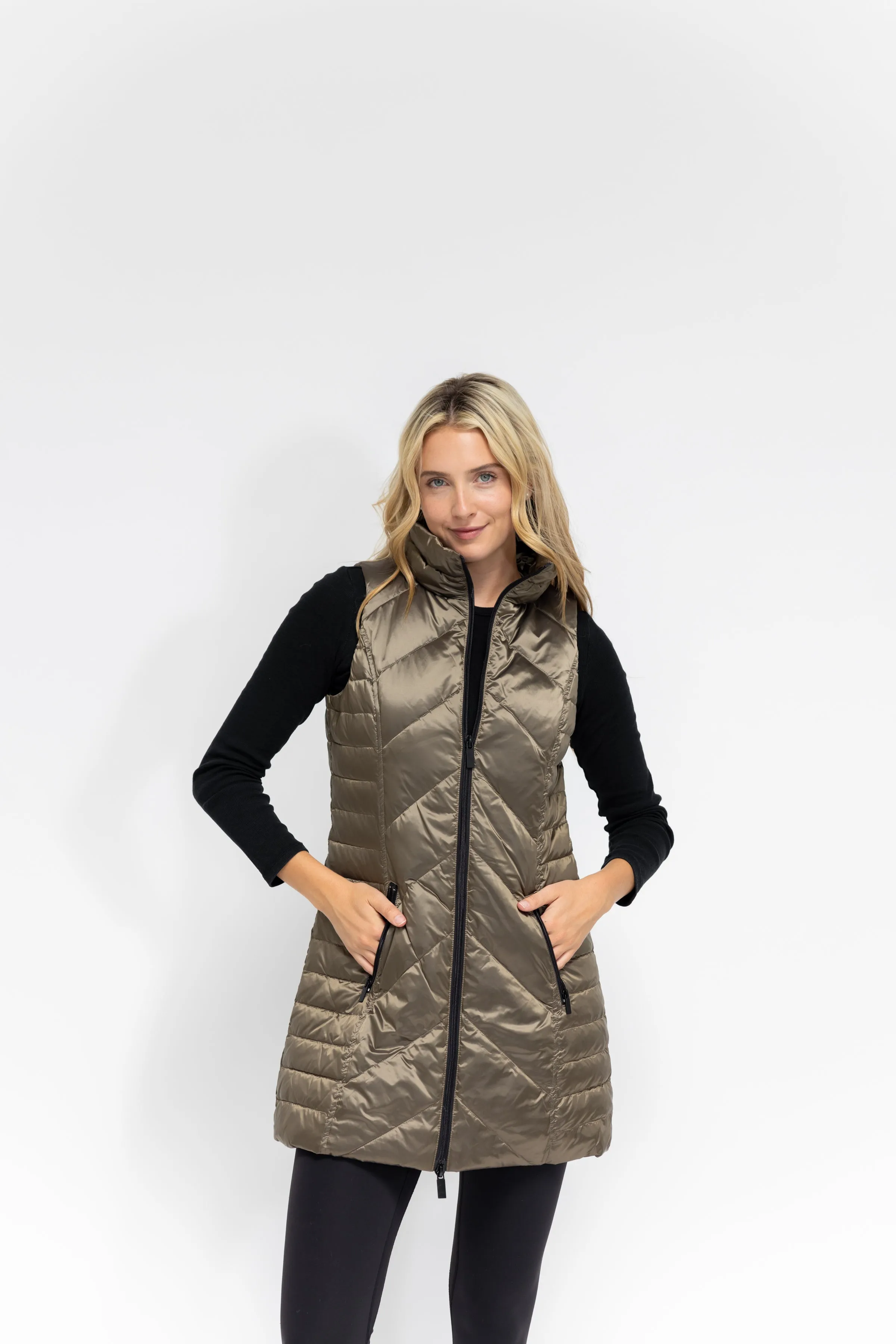 Metallic Chevron Quilted Vest